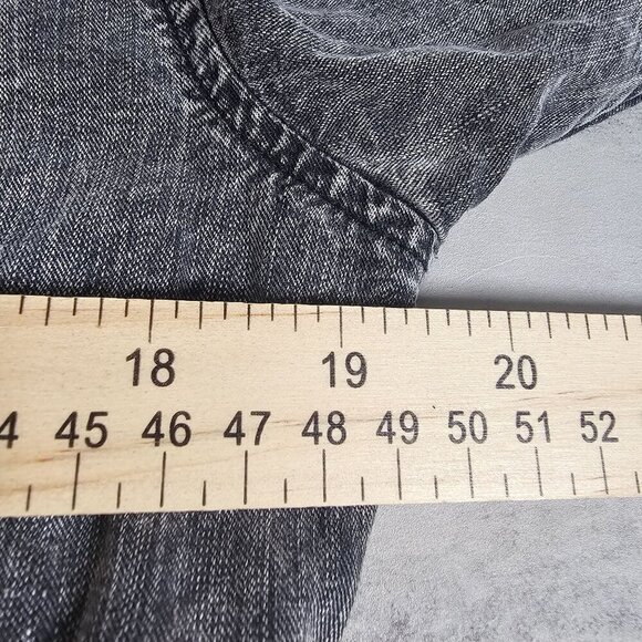 Rails Ames Black Acid Wash Shirt Dress Long Sleeve‎ Knee Length Tie Linen XS - Picture 13 of 16